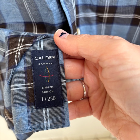 Calder Carmel Men's Cotton Blue and Black Plaid Button-Down Shirt Size XL - Picture 10 of 11